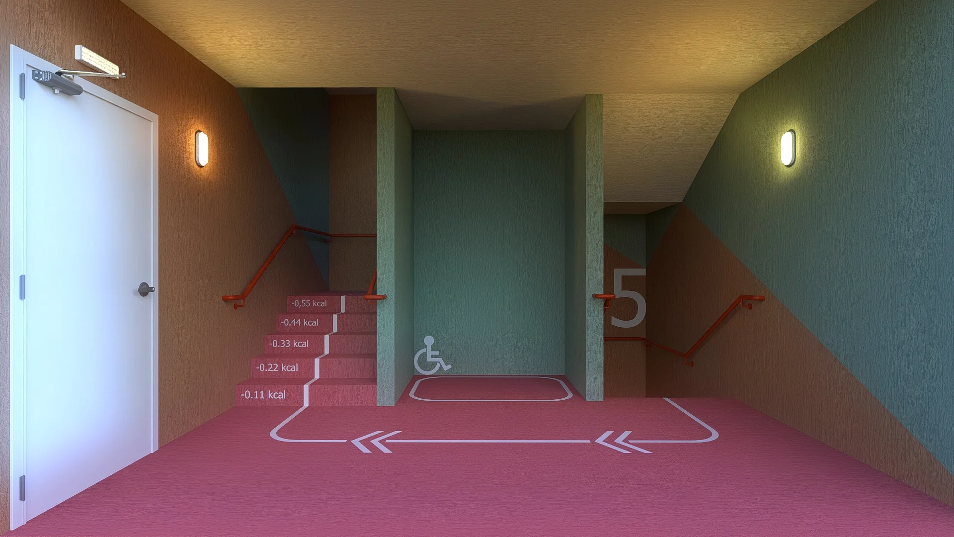 Escadas acessíveis do Residencial Auraà