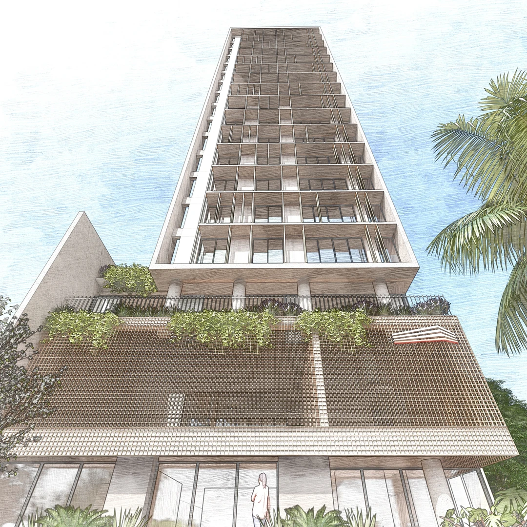 Fachada do Residencial Auraà — estudo 8b