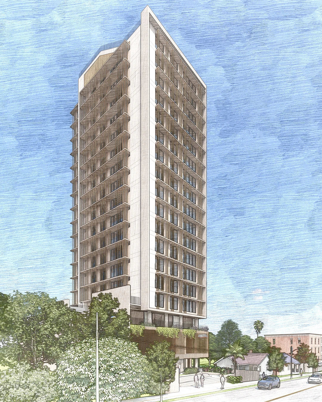 Fachada do Residencial Auraà — estudo 9